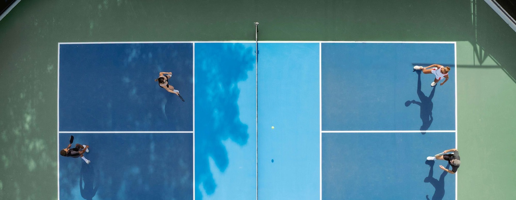 aerial view of people playing pickleball