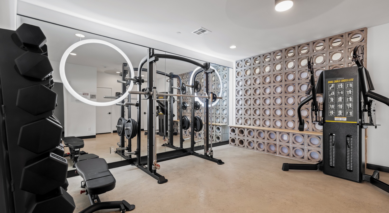 Fitness room at Canopy at the Trails.