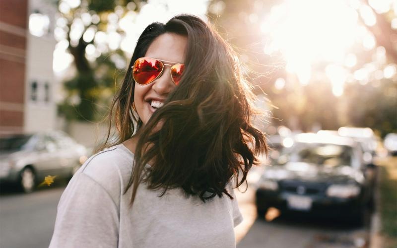 a woman wearing sunglasses